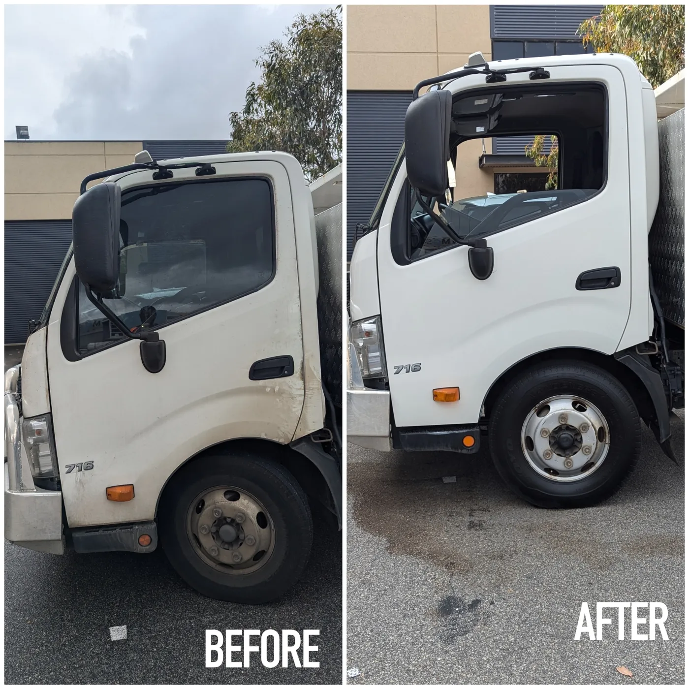Truck cab & body detail before and after by Mobile Masters Detailing, Perth