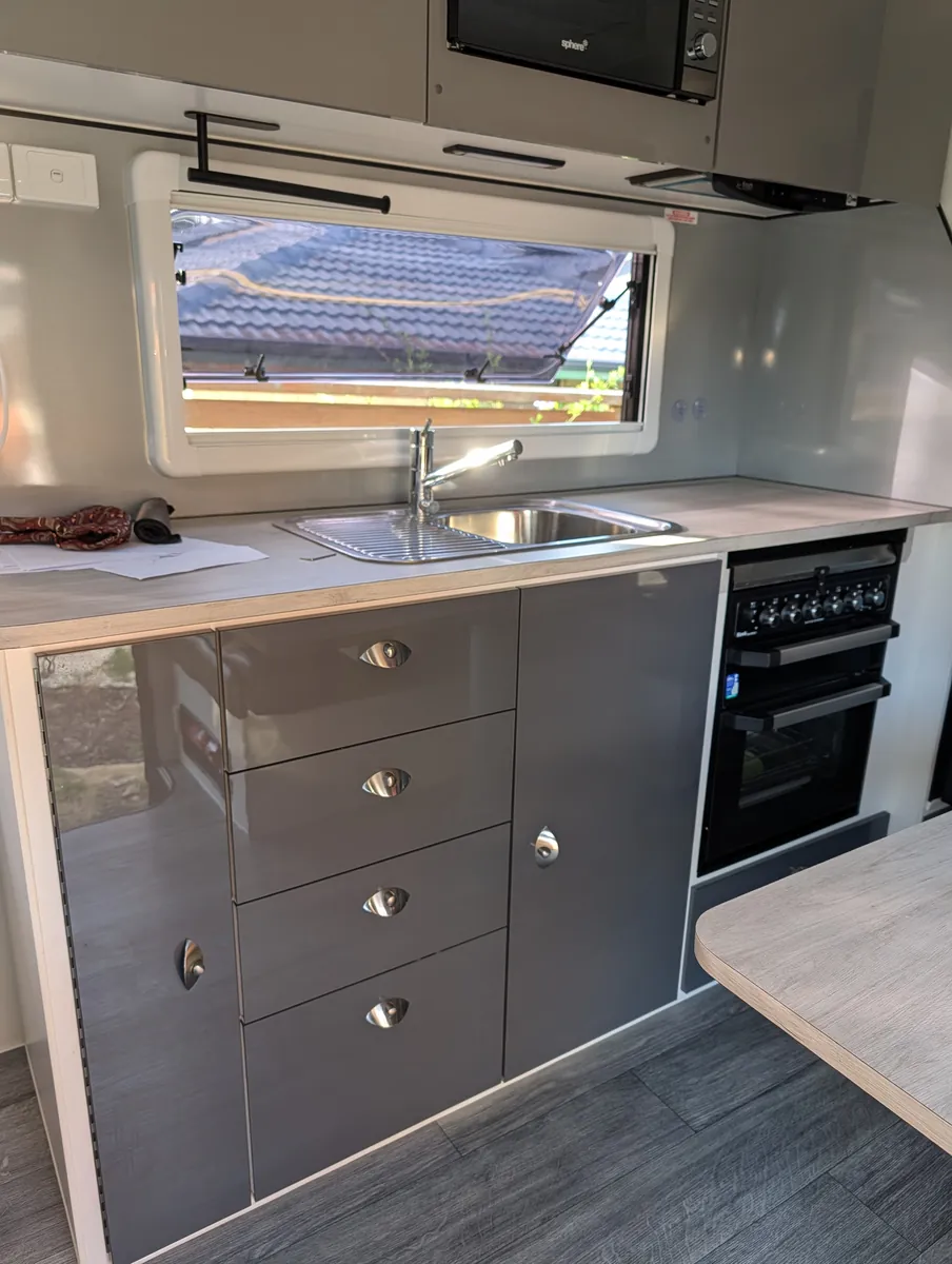 Caravan kitchen after an interior detail by Mobile Masters Detailing, Perth