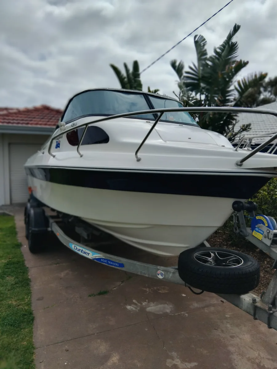 Boat bow and hull after a detail by Mobile Masters Detailing, Perth