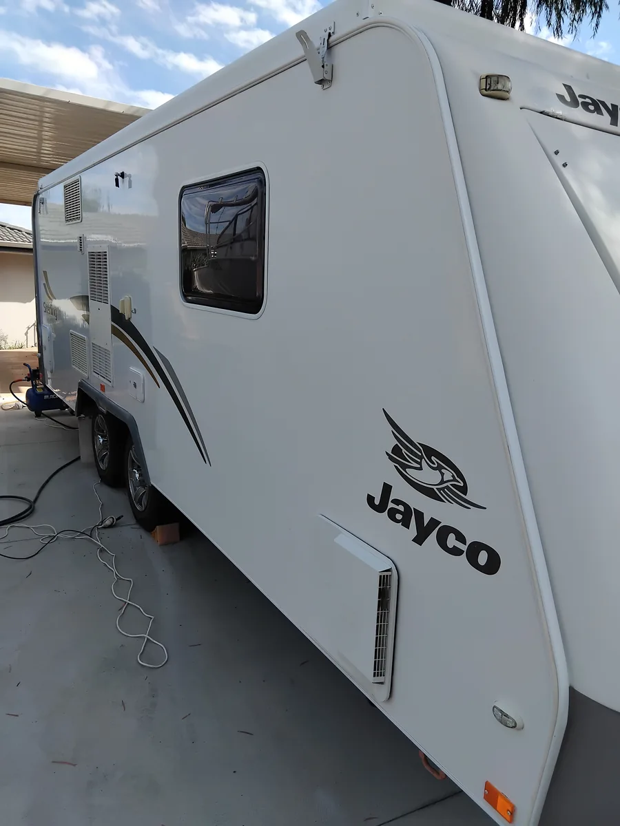 Jayco caravan side panel after a detail, Perth