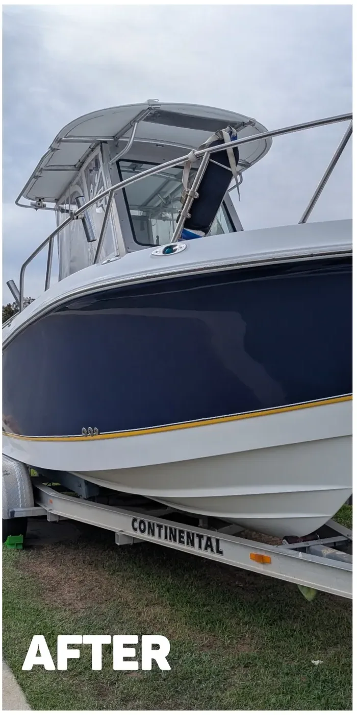Boat detail after detailing by Mobile Masters Detailing, Perth