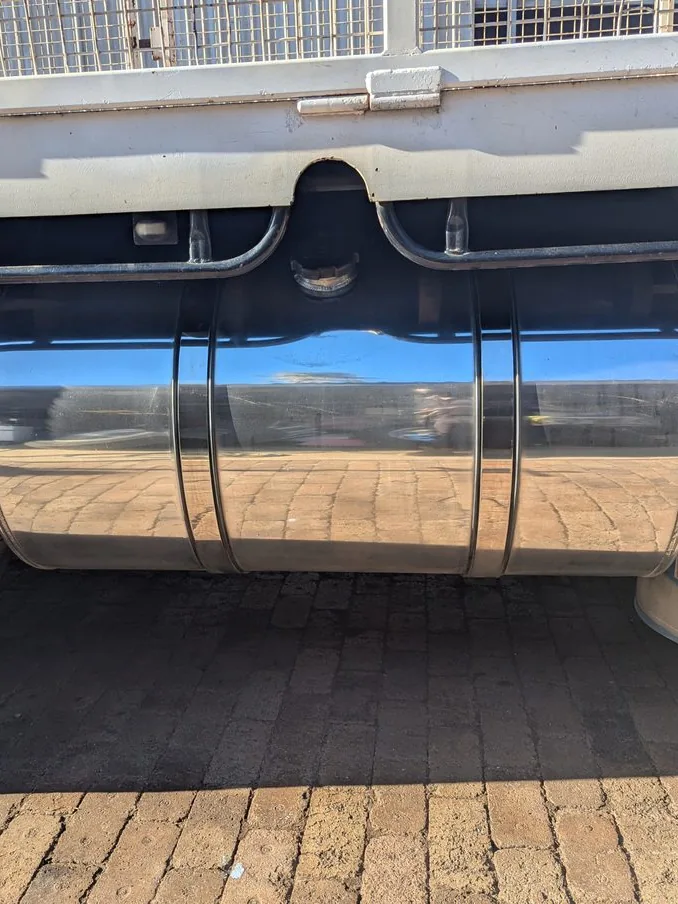 Hand-polished alloy fuel tank on a truck in Perth