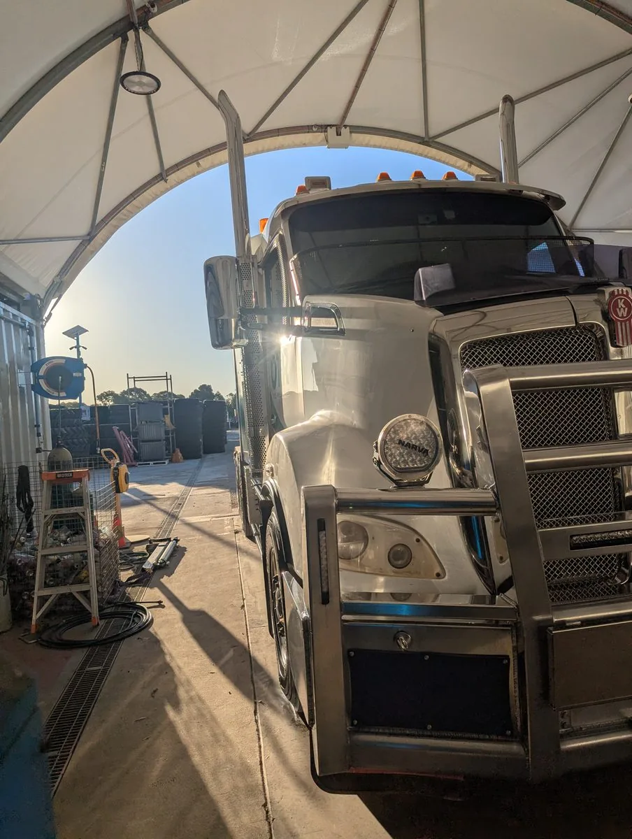 Kenworth prime mover with polished bullbar, detailed in Perth